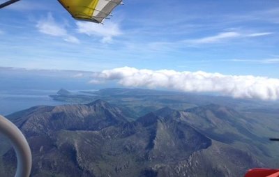 View of Goatfell, Arran, from a microlight aircraft