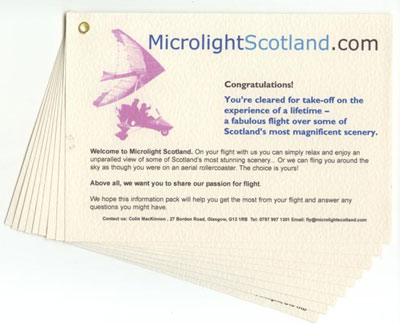 Picture of a Microlight Scotland Gift Voucher pack